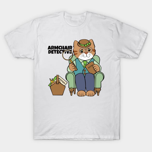 Armchair Detective Man Cat T-Shirt by Sue Cervenka